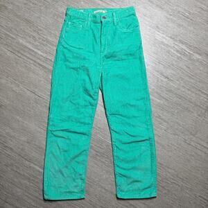 Levi's Womens Ribcage High Rise Straight Ankle Corduroy Pants Green 26x27